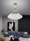 Axyaa Moon Lampshade Ceiling Chandelier LED Hanging Light Home Decor for Bedroom