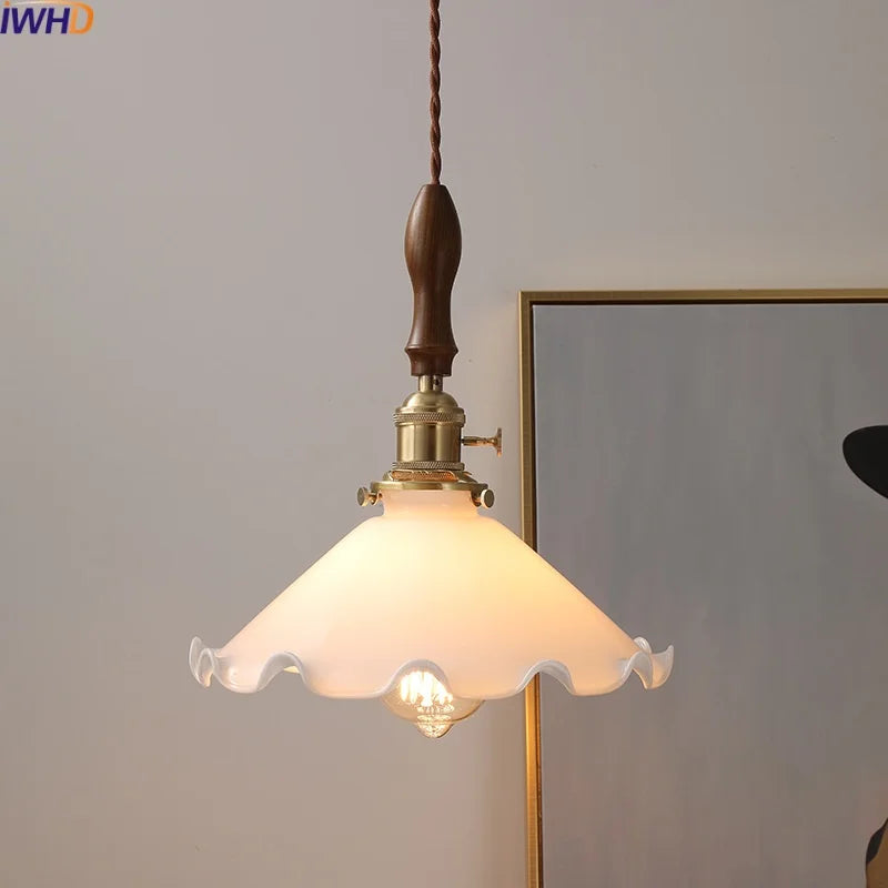 Axyaa White Glass LED Pendant Lamps Dining Living Room Nordic Hanging Light Fixtures