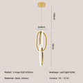 Axyaa Gold Ring LED Stairs Pendant Lights, Modern Lustre Chandeliers for Living Room, Bedroom & Villa