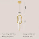 Axyaa Gold Ring LED Stairs Pendant Lights, Modern Lustre Chandeliers for Living Room, Bedroom & Villa