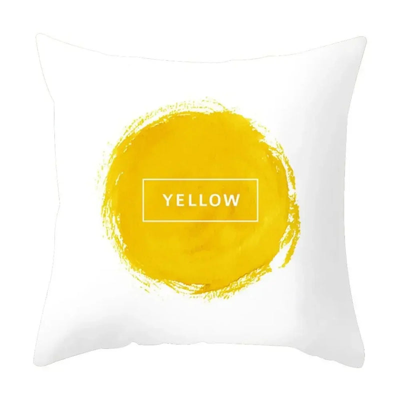 Axyaa Yellow Floral Geometric Pillowcase for Home Decor