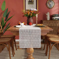 Axyaa Romantic White Lace Six Petal Flower Table Runner; Wedding Dining Table Decor