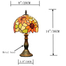 Axyaa Sunflower Stained Glass Tiffany Lamp with Brass Finish Metal Base