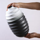 Axyaa Ceramic Vase: Black & White Color-Blocked Flower Arrangement, Desktop Display
