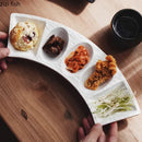 Axyaa Matte Stone Curved Plate: Patterned Ceramic Dessert Sushi Snack Molecular Cuisine Plate