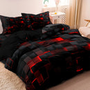 Axyaa Red Grid Duvet Cover Set - Soft 3D Bedding for Stylish Bedroom