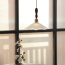 Axyaa Vintage LED Pendant Lamp with Walnut Handle & Clear Glass Shade