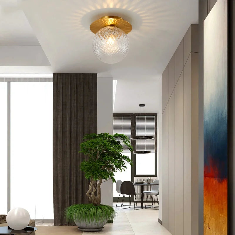 Axyaa Modern Iron Glass LED Ceiling Lamp for Home Lighting
