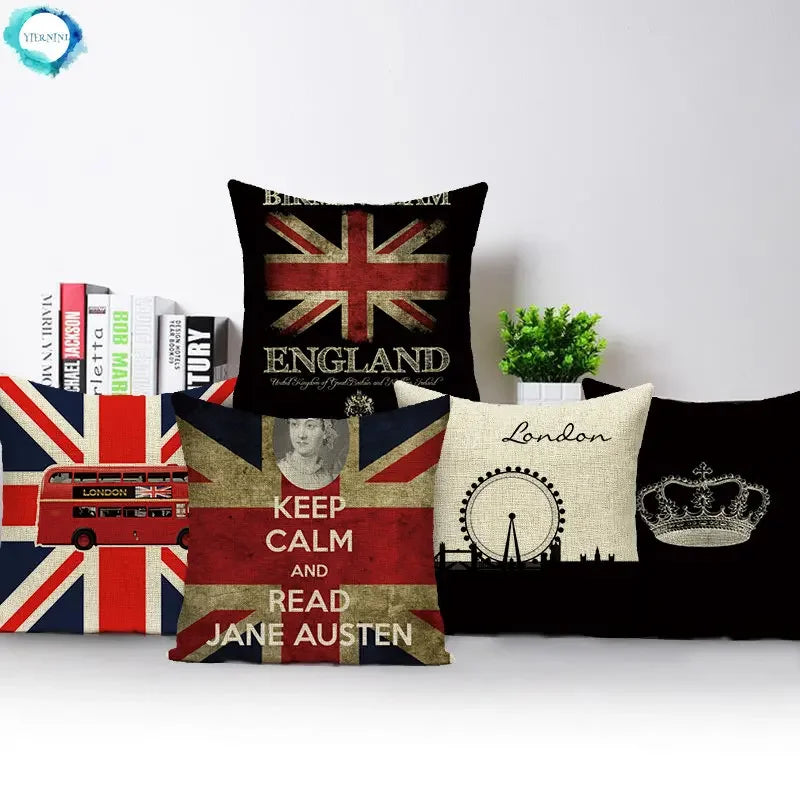Axyaa British Flag Soldiers Pillow Cover - London England Theme
