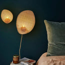 Axyaa Rattan Weaving Wall Lamp Wabi Sabi Vintage Style Wall Light for Home and Hospitality
