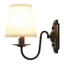 Axyaa Black Iron Wall Lamp with Fabric Shade for Living Room, Bedroom, or Study