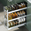 Axyaa 2-Layer Seasoning Storage Pull Out Organizer Rack for Kitchen Cabinet Drawers