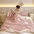 Axyaa Plush Fleece Double Layer Wool Bed Blanket Wool Throw Cozy Blanket
