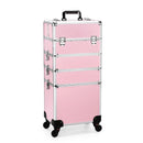 Axyaa 4-Layer Rolling Makeup Case - Large Portable Cosmetic Organizer