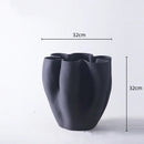 Axyaa Open Fold Edge Ceramic Vase, Abstract Porcelain Flower Pot, Home Decor Crafting