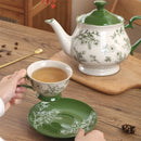 Axyaa Retro Flower Ceramic Coffee Cup&Saucer Set Elegant Teaware
