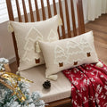 Axyaa Christmas Tree Linen Throw Pillow Cover Winter Farmhouse Home Decor