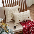 Axyaa Christmas Tree Linen Throw Pillow Cover Winter Farmhouse Home Decor