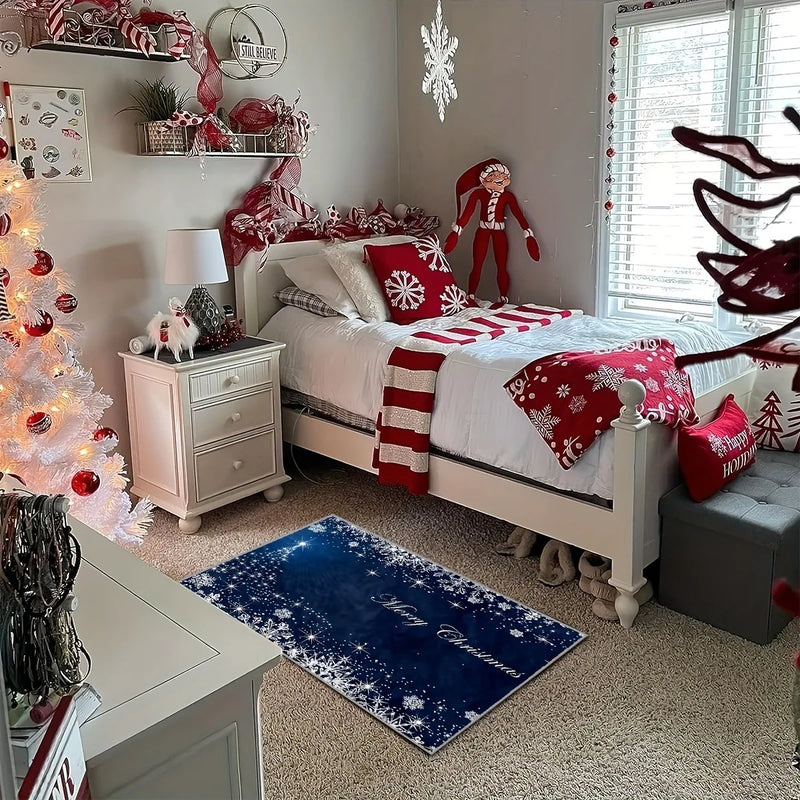 Axyaa Christmas Snowflake Pattern Holiday Door Mat for Home Decoration