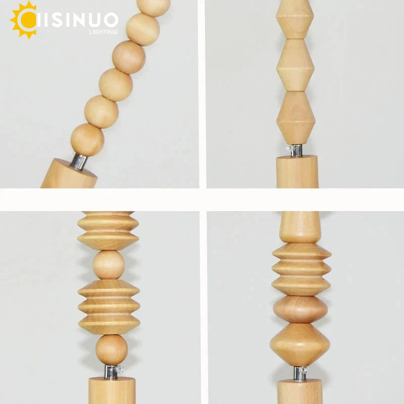 Axyaa Wooden Beads Geometric Pendant Light with Adjustable Hanging String
