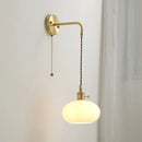 Axyaa Glass Copper LED Wall Lights with Knob Switch - Modern Bedside Lamp