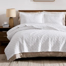 Axyaa White Cotton Oversized Cal King Quilt Set - Soft Lightweight Bedspread