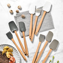 Axyaa Silicone Wooden Handle Baking Set: Scraper, Spatula, Brush