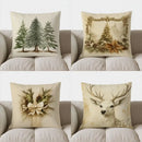 Axyaa Snow-Dusted Pine Trees Pillow Cover for Sofa, Bedroom, Car