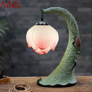 Axyaa Lotus Table Lamp: Chinese Retro Art Decor for Living Room, Bedroom, Study