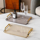 Axyaa Plastic Tray with Golden Handle: Transparent Nordic Storage Pallet for Home Kitchen