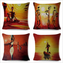 Axyaa Abstract African Woman Decorative Cotton Linen Cushion Cover