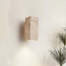 Axyaa Yellow Travertine Wall Light: Elegant Marble Decor Sconce for Living Room, Bedroom, and More