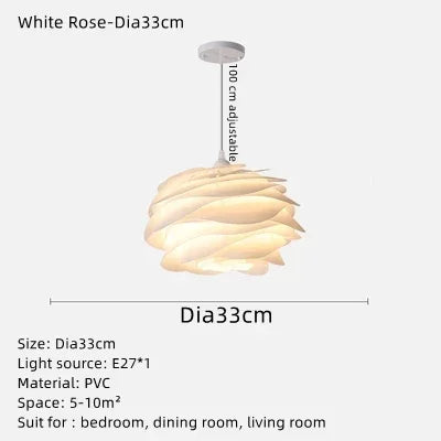 Axayya White Rose Ceiling Chandelier Creative Petal Light Fixtures