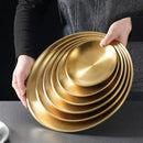 Axyaa Stainless Steel Buffet Plates - Korean Style Durable Shallow Dishes
