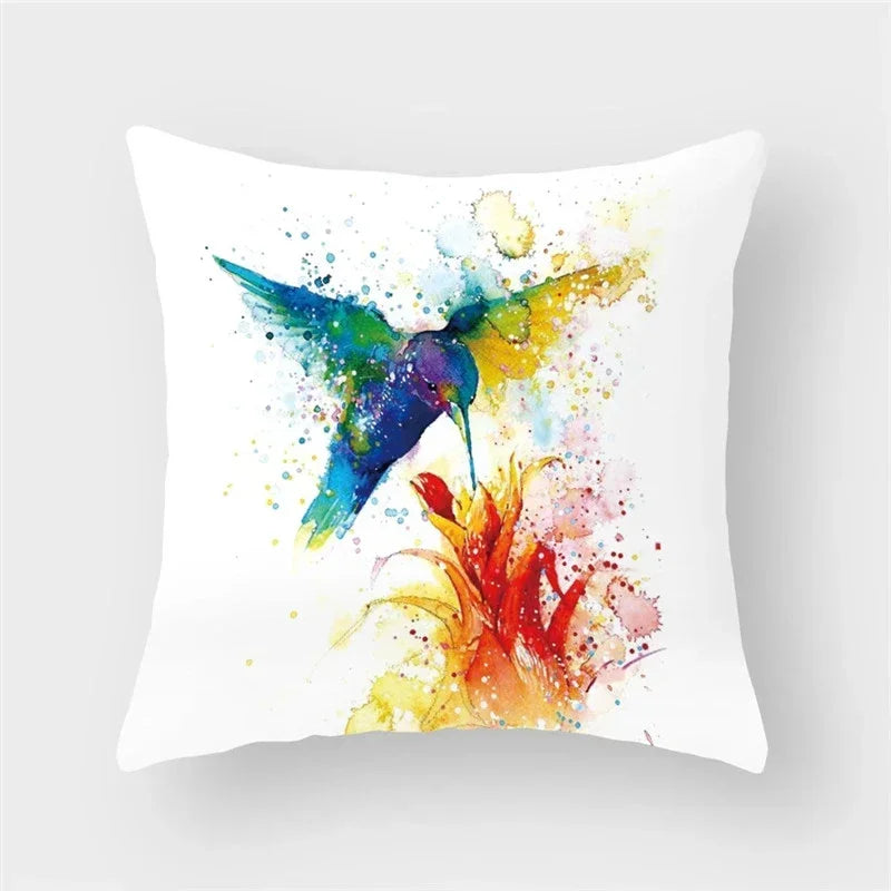 Axyaa Decorative Cushion Cover Throw Pillow 45*45 Sofa Flower Bird Animal Pillowcase