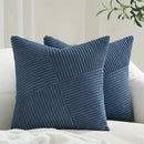 Axyaa Bohemian Patchwork Corduroy Throw Pillow Covers - 18x18 Inches