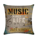 Axyaa Rock Guitar Pattern Throw Pillow Cover: Cotton Linen Cushion for Home Sofa