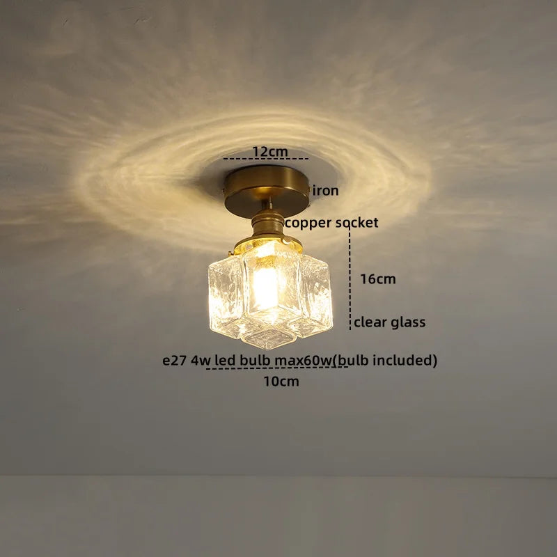 Axyaa Copper Glass LED Ceiling Light for Home Decor - Nordic Style Fixtures