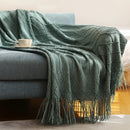 Axyaa Pink Tassels Throw Blanket: Soft, Textured, Cozy Knitted Blanket for Sofa, Couch