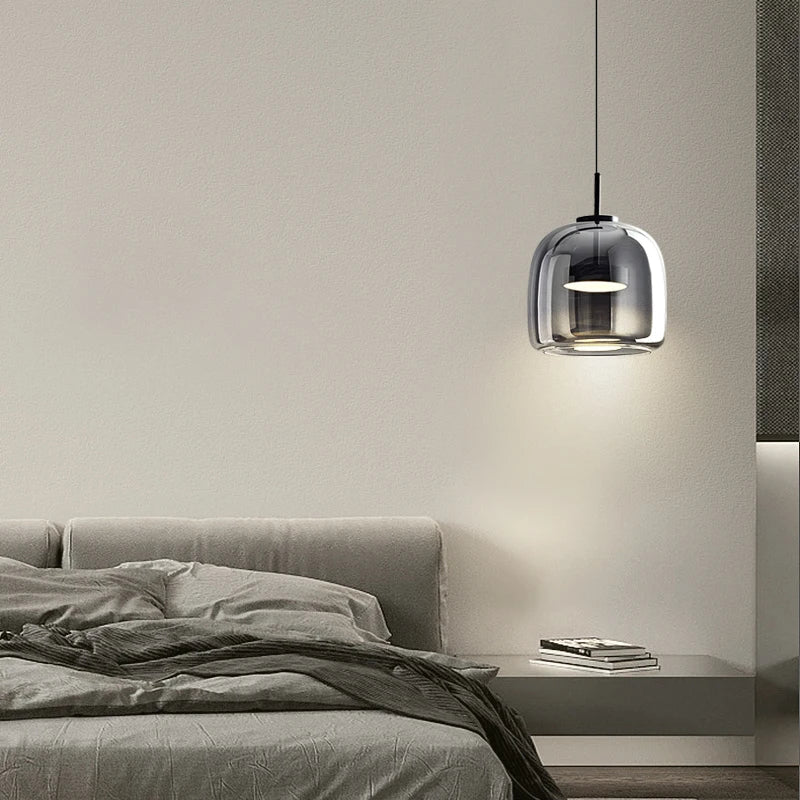 Axyaa Nordic LED Pendant Lights 8W Smoky Glass Hanglamp