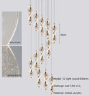 Axyaa Spiral Gold LED Pendant Chandelier Acrylic Droplight Luxury Bar Lamp