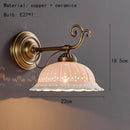 Axyaa Ceramic White Wall Light with Old Brass Finish - E27 Bulb - European Style