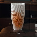 Axyaa Geometric Ceramic Vase Colorful Stripes Flower Arrangement Home Decor