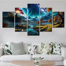 Starry Sky Landscape Canvas Wall Art Print Set for Home Decor by Axyaa