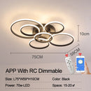 Axyaa Modern LED Chandelier: Dimmable, App Control, Circle Rings, Living Room/Bedroom, Black/White