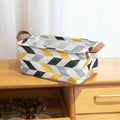 Axyaa Geometric Pattern Fabric Storage Basket for Desktop and Household Organization