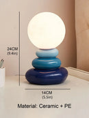 Colorful Axyaa LED Ceramic Table Lamp for Bedroom Desk - Moon Stromatolite Mood Light