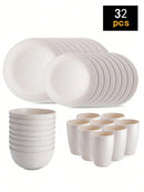 Axyaa 24-Piece Reusable Plastic Tableware Set for Family Picnics and School