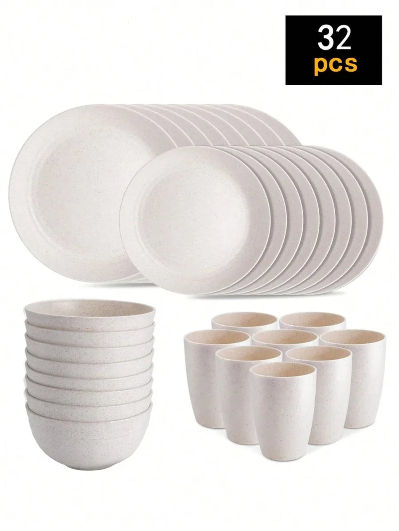 Axyaa 24-Piece Reusable Plastic Tableware Set for Family Picnics and School