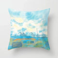 Pink Anime City Print Polyester Pillowcase 45x45cm for Bedroom Living Room by Axyaa.